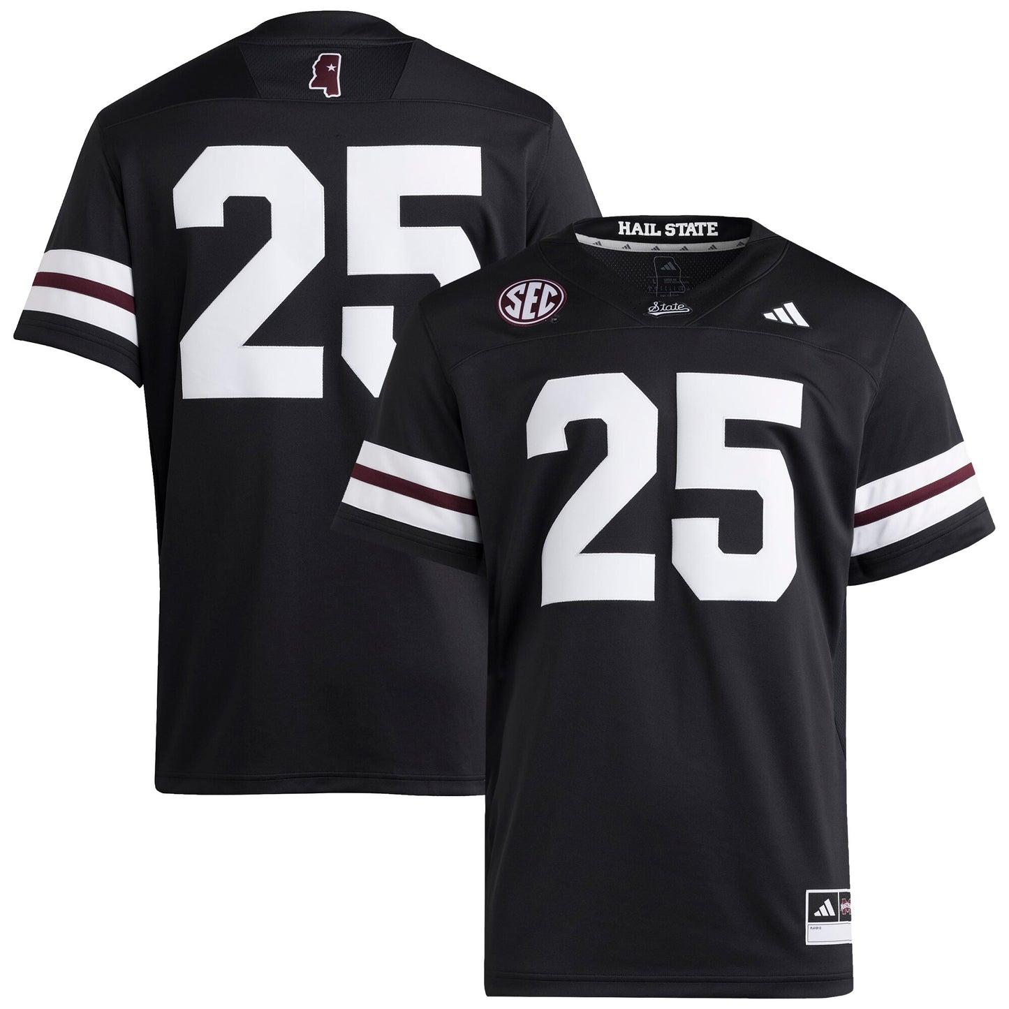 #25 Mississippi State Bulldogs Premier Strategy Jersey - Black | Stitched College Jersey TJS76105