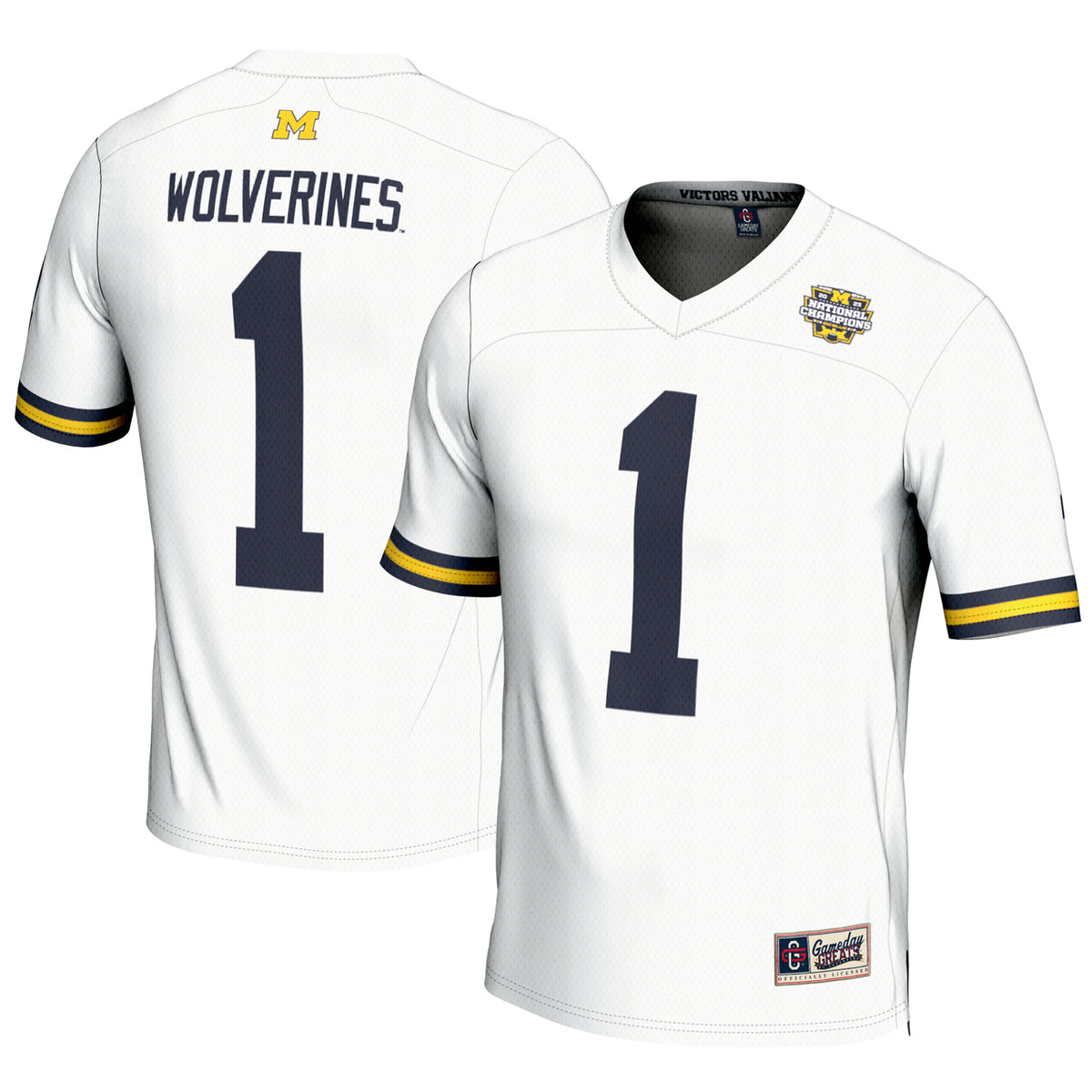 #1 Michigan Wolverines GameDay Greats College Football Playoff 2023 National Champions Lightweight Fashion Jersey - White | Stitched College Jersey TJS76065