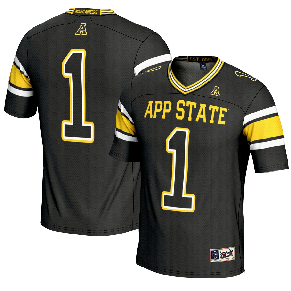 #1 Appalachian State Mountaineers GameDay Greats Endzone Football Jersey - Black | Stitched College Jersey TJS76074