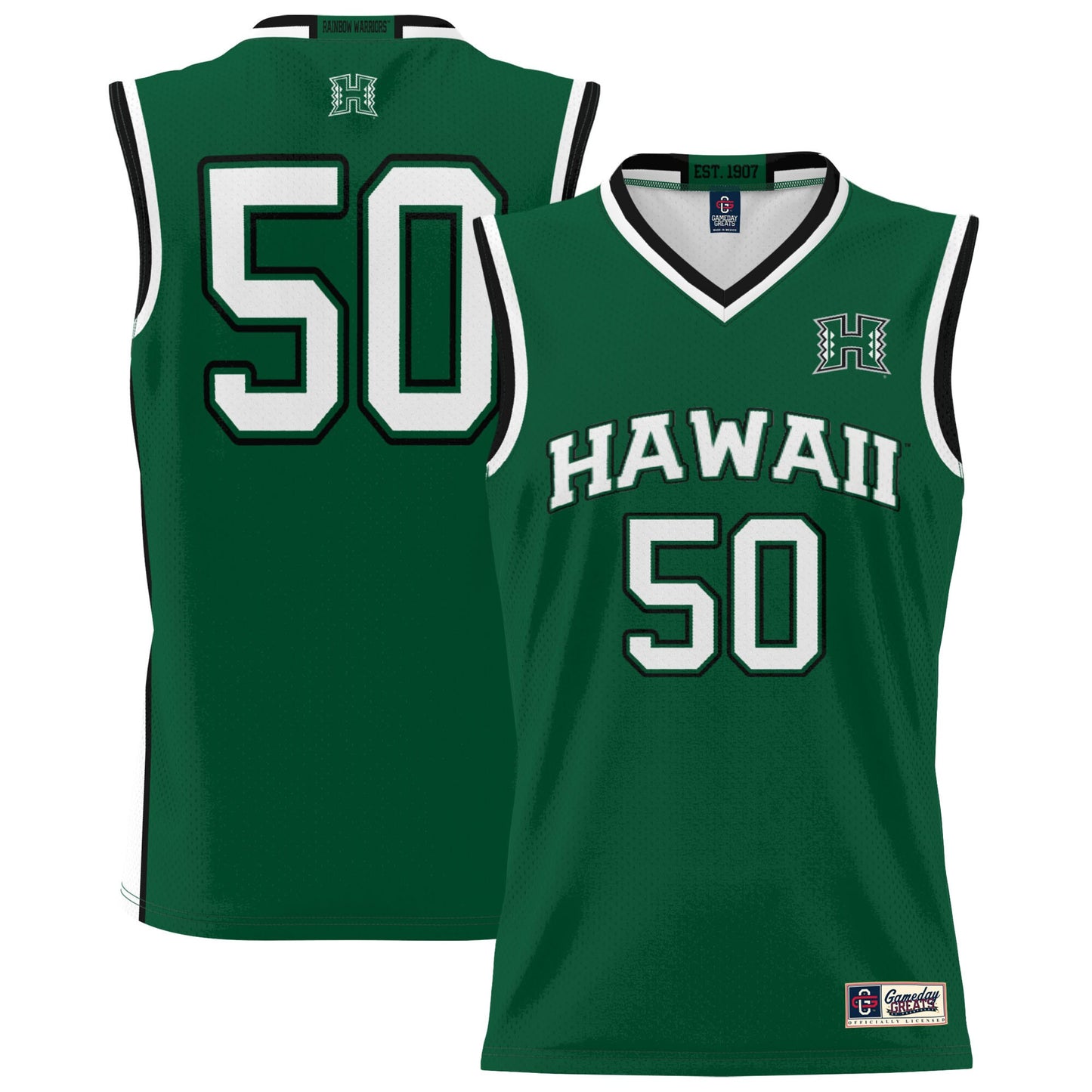 #50 Hawaii Rainbow Warriors GameDay Greats Unisex Lightweight Basketball Jersey - Green | Stitched College Jersey TJS76230
