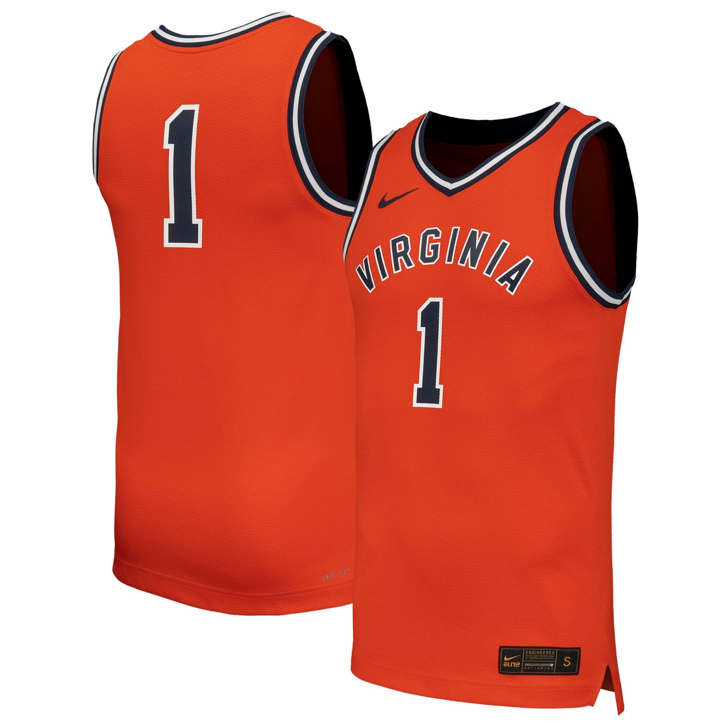 #1 Virginia Cavaliers Throwback Replica Basketball Jersey - Orange | Stitched College Jersey TJS76147