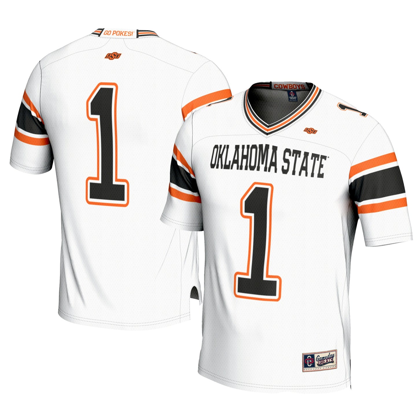 #1 Oklahoma State Cowboys GameDay Greats Football Jersey - White | Stitched College Jersey TJS76264