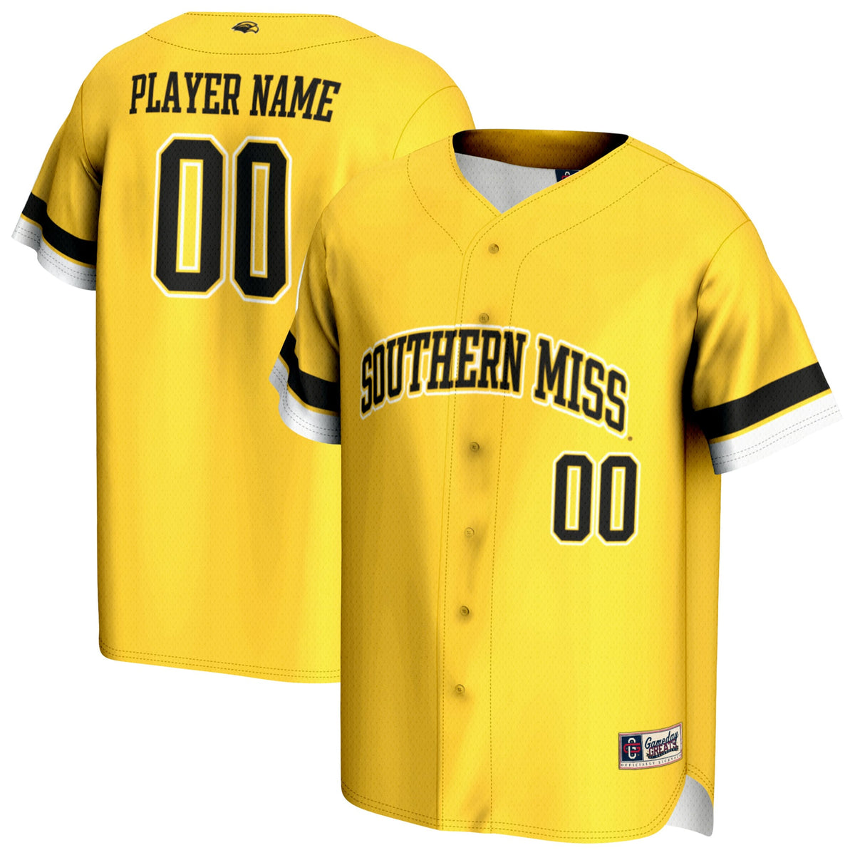Southern Miss Golden Eagles GameDay Greats Unisex Pick-A-Player Lightweight Baseball Jersey - Gold | Stitched College Jersey TJS76443