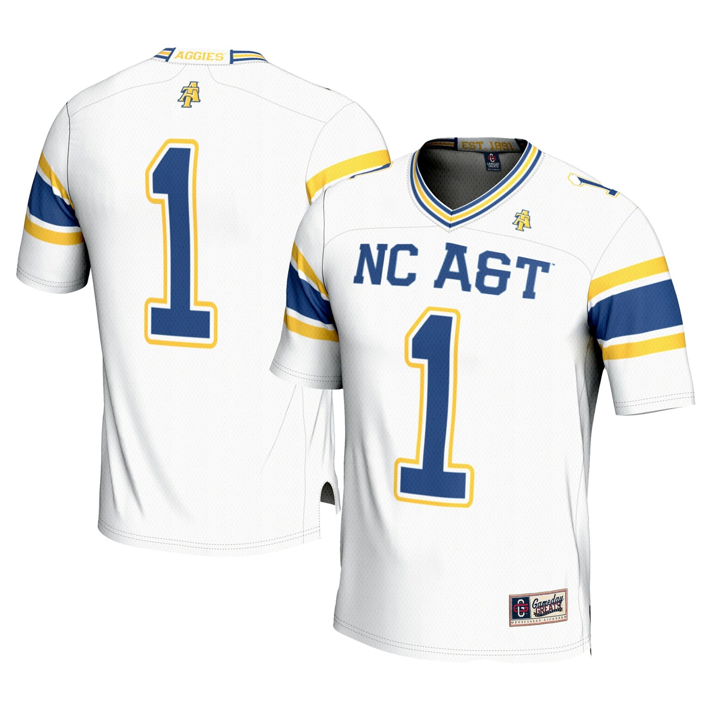 #1 North Carolina A&T Aggies GameDay Greats Football Jersey - White | Stitched College Jersey TJS76467