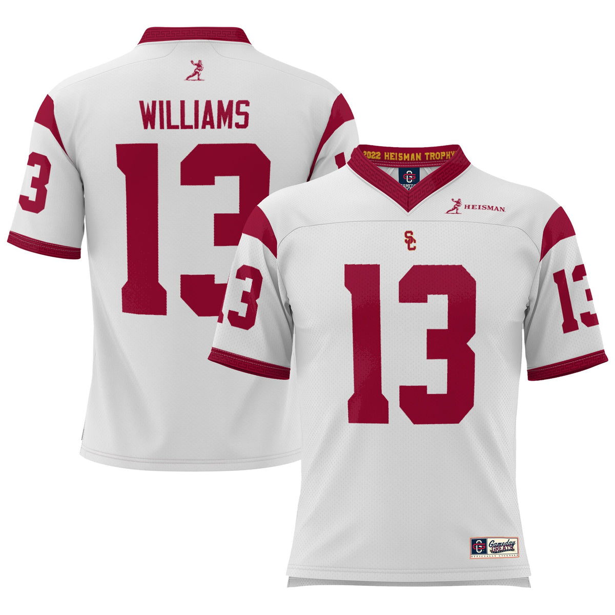 Caleb Williams USC Trojans GameDay Greats Lightweight Heisman Memorial Jersey - White | Stitched College Jersey TJS76717