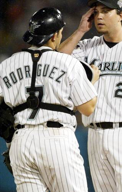 Ivan Rodriguez Florida Marlins 2003 Home Throwback Baseball Stitched Jersey | CTJS1835