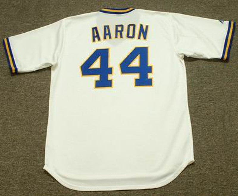 Hank Aaron Milwaukee Brewers 1975 Cooperstown Throwback Home Stitched Jersey | CTJS1900