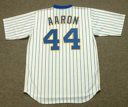 Hank Aaron Milwaukee Brewers Cooperstown Throwback Home Stitched Jersey | CTJS1899