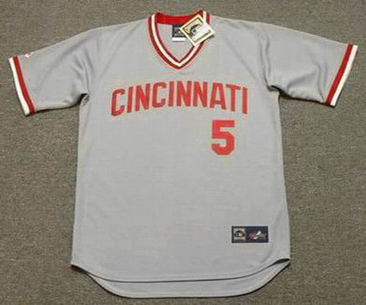 Johnny Bench Cincinnati Reds 1975 Cooperstown Away Baseball Stitched Jersey | CTJS1512
