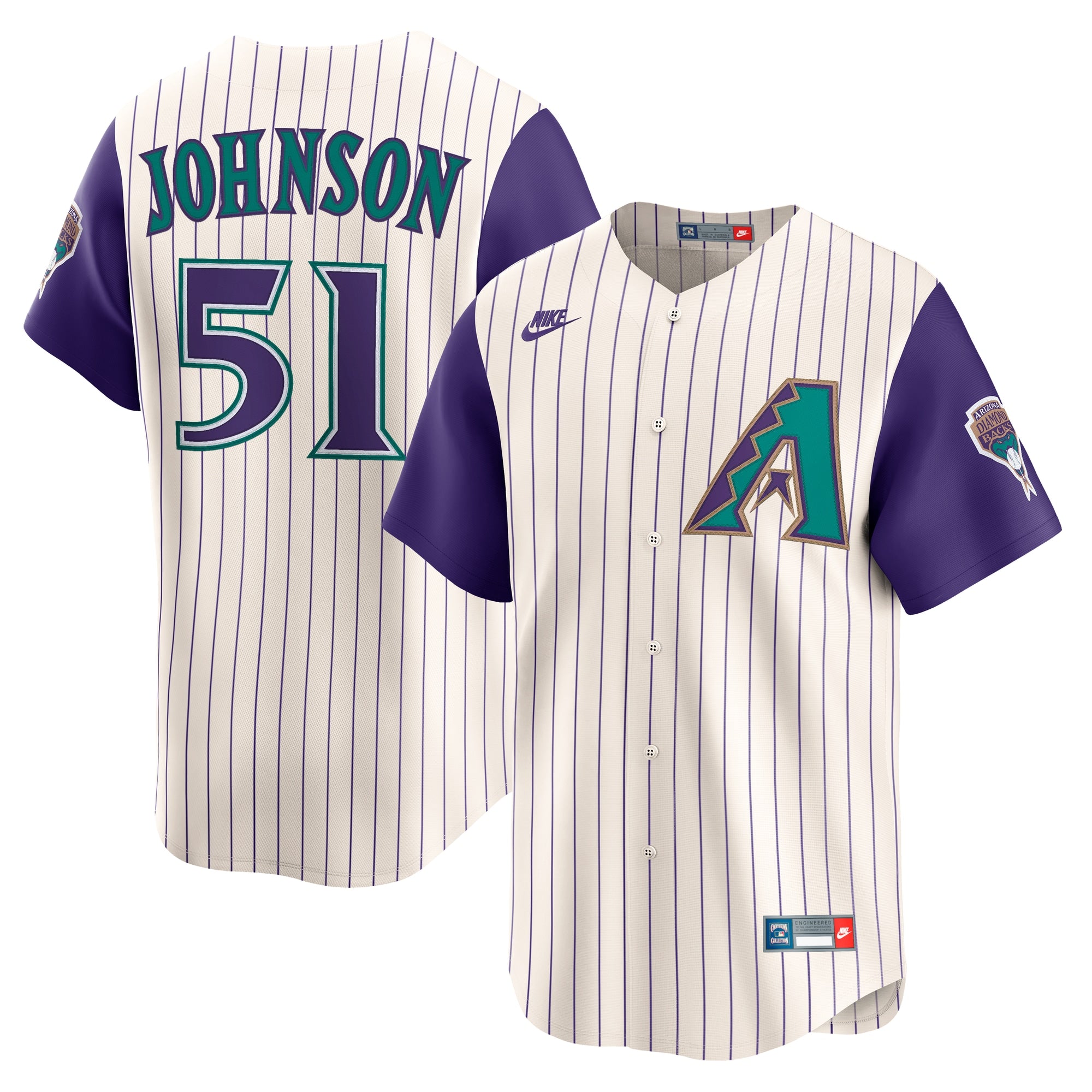Randy Johnson Arizona Diamondbacks Throwback Cooperstown Collection Limited Jersey - Cream | Stitched Baseball Jersey TJS0075