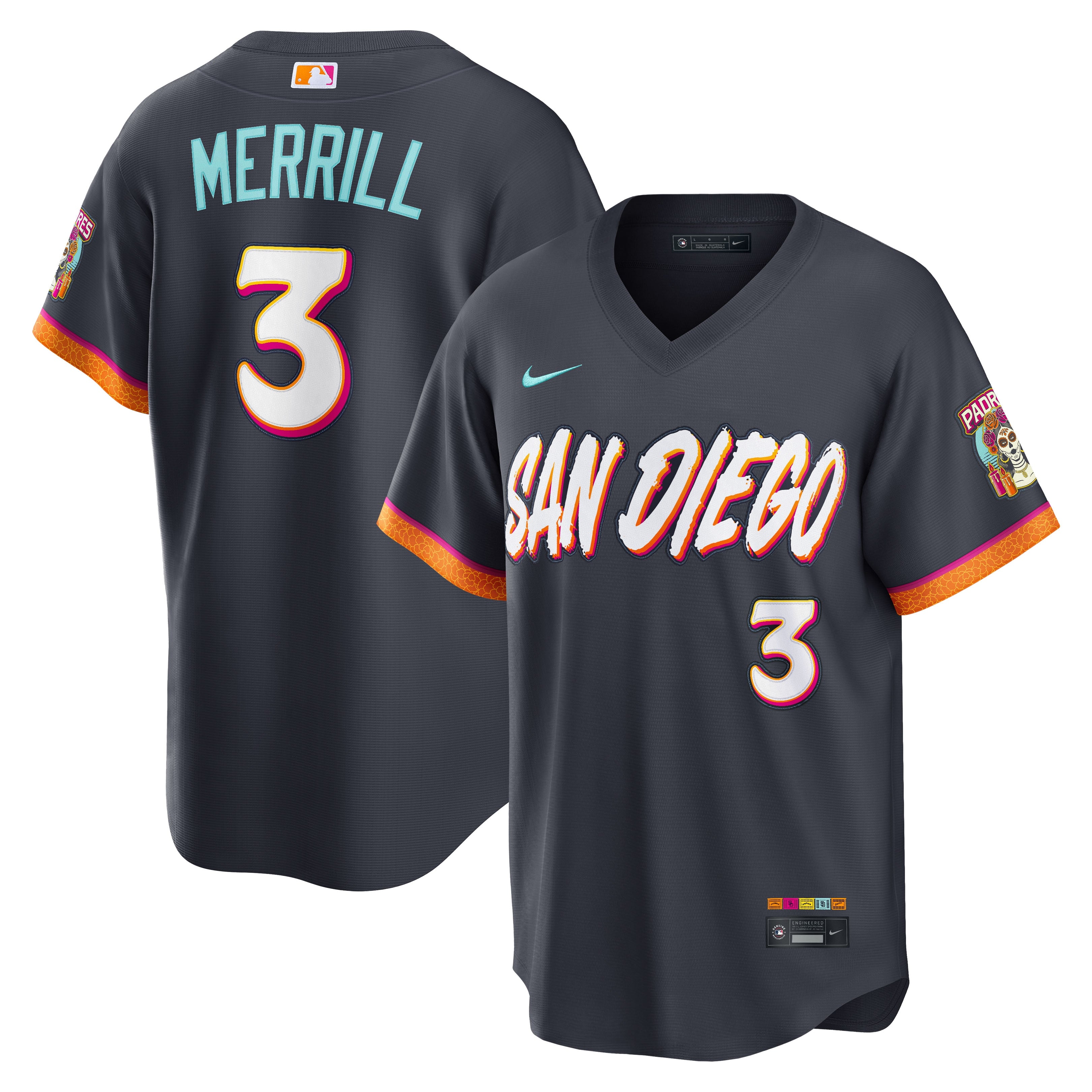 Jackson Merrill San Diego Padres 2026 City Connect Stadium Jersey - Obsidian | Stitched Baseball Jersey TJS0057