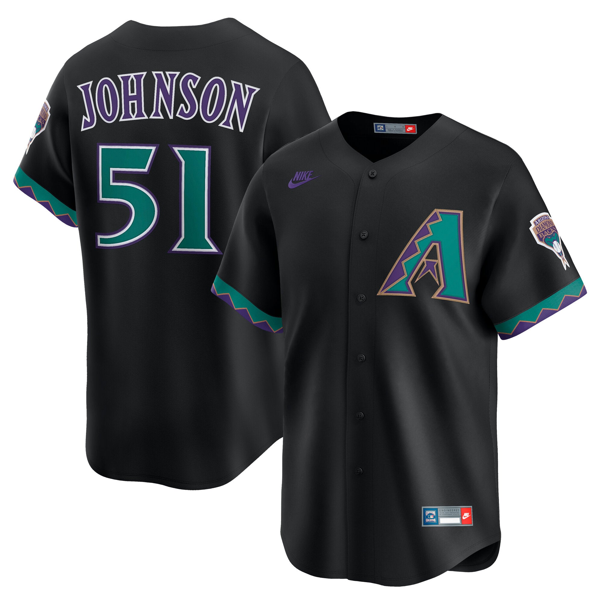 Randy Johnson Arizona Diamondbacks Throwback Cooperstown Collection Limited Jersey - Black | Stitched Baseball Jersey TJS0053
