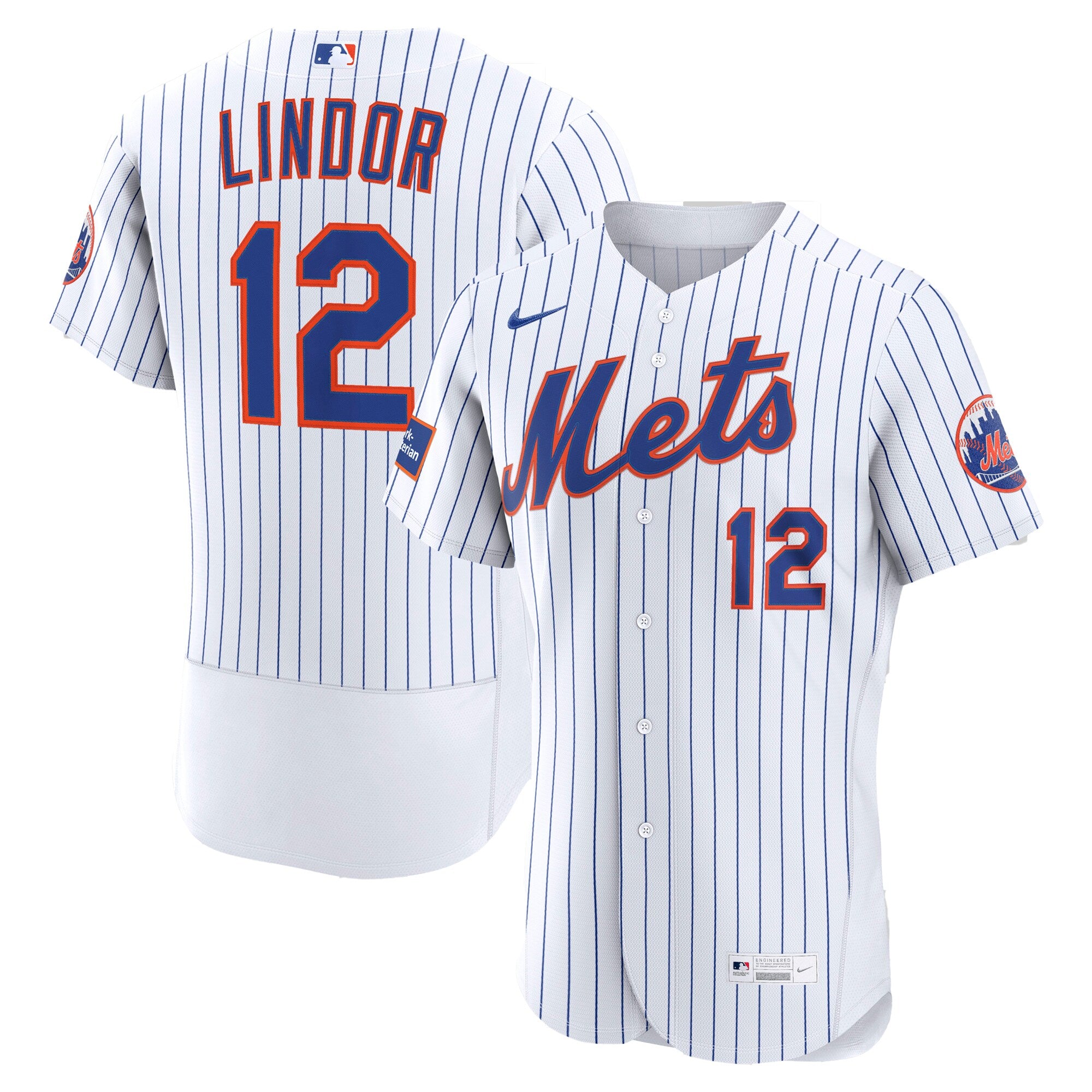 Francisco Lindor New York Mets Home Sponsor Patch Jersey - White | Stitched Baseball Jersey TJS0041