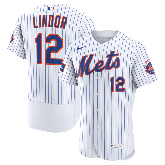 Francisco Lindor New York Mets Home Sponsor Patch Jersey - White | Stitched Baseball Jersey TJS0041