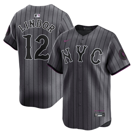 Francisco Lindor New York Mets City Connect Limited Jersey - Gray | Stitched Baseball Jersey TJS0060