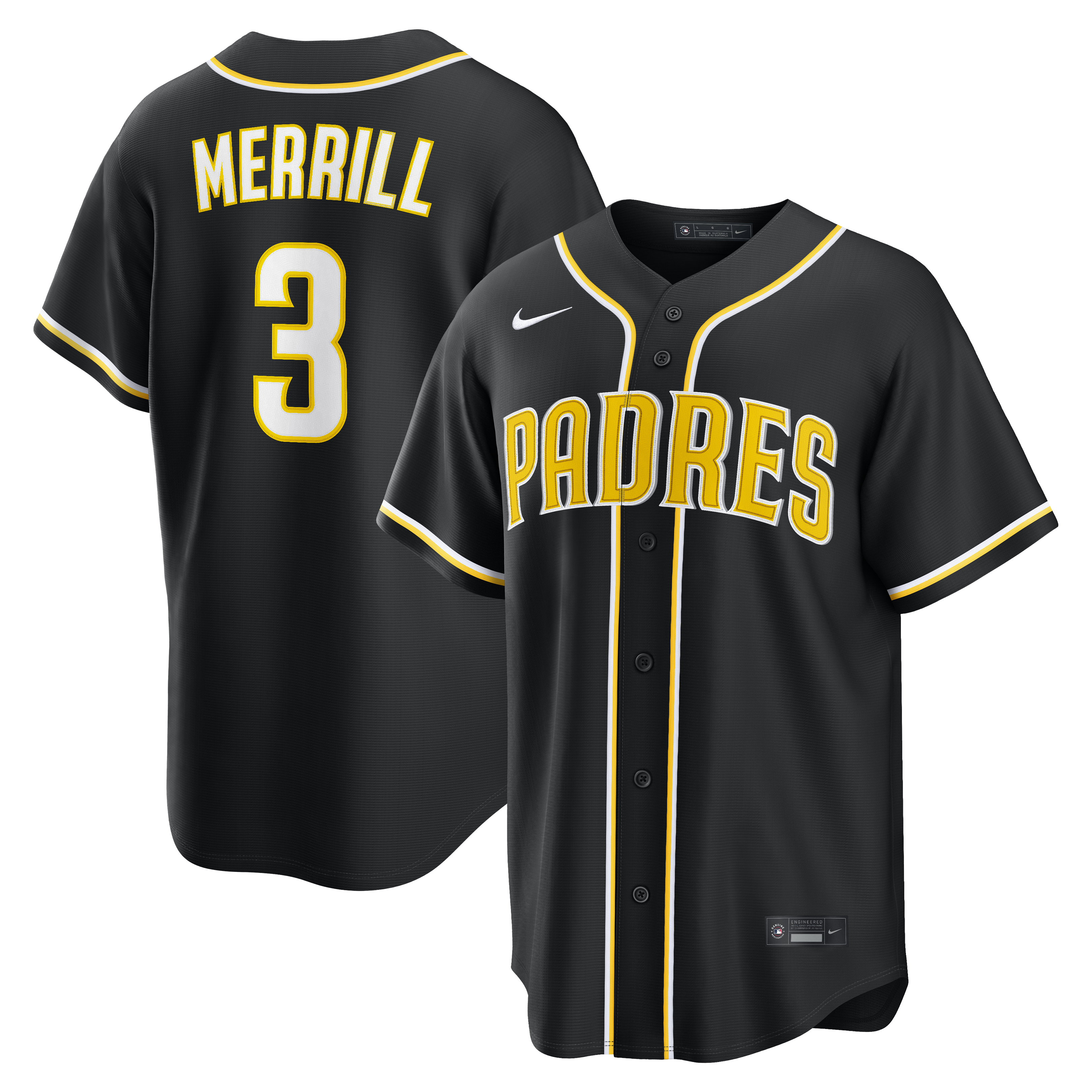 Jackson Merrill San Diego Padres Fashion Replica Black Out Jersey | Stitched Baseball Jersey TJS0087