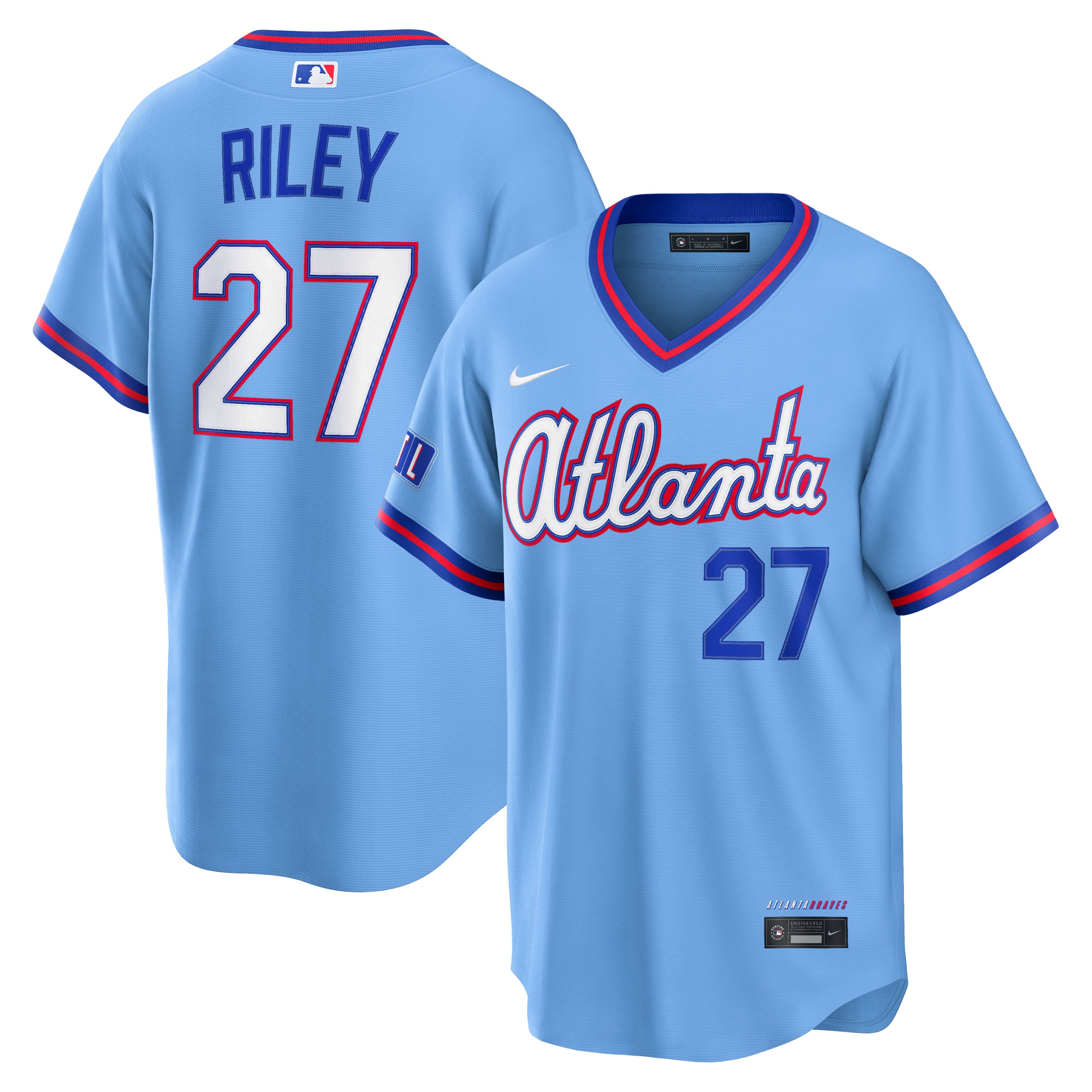 Austin Riley Atlanta Braves 2026 City Connect Stadium Jersey - Powder Blue | Stitched Baseball Jersey TJS0069