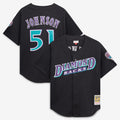 Randy Johnson Arizona Diamondbacks M & N Cooperstown Collection Mesh Batting Practice Button-Up Jersey - Black | Stitched Baseball Jersey TJS0089