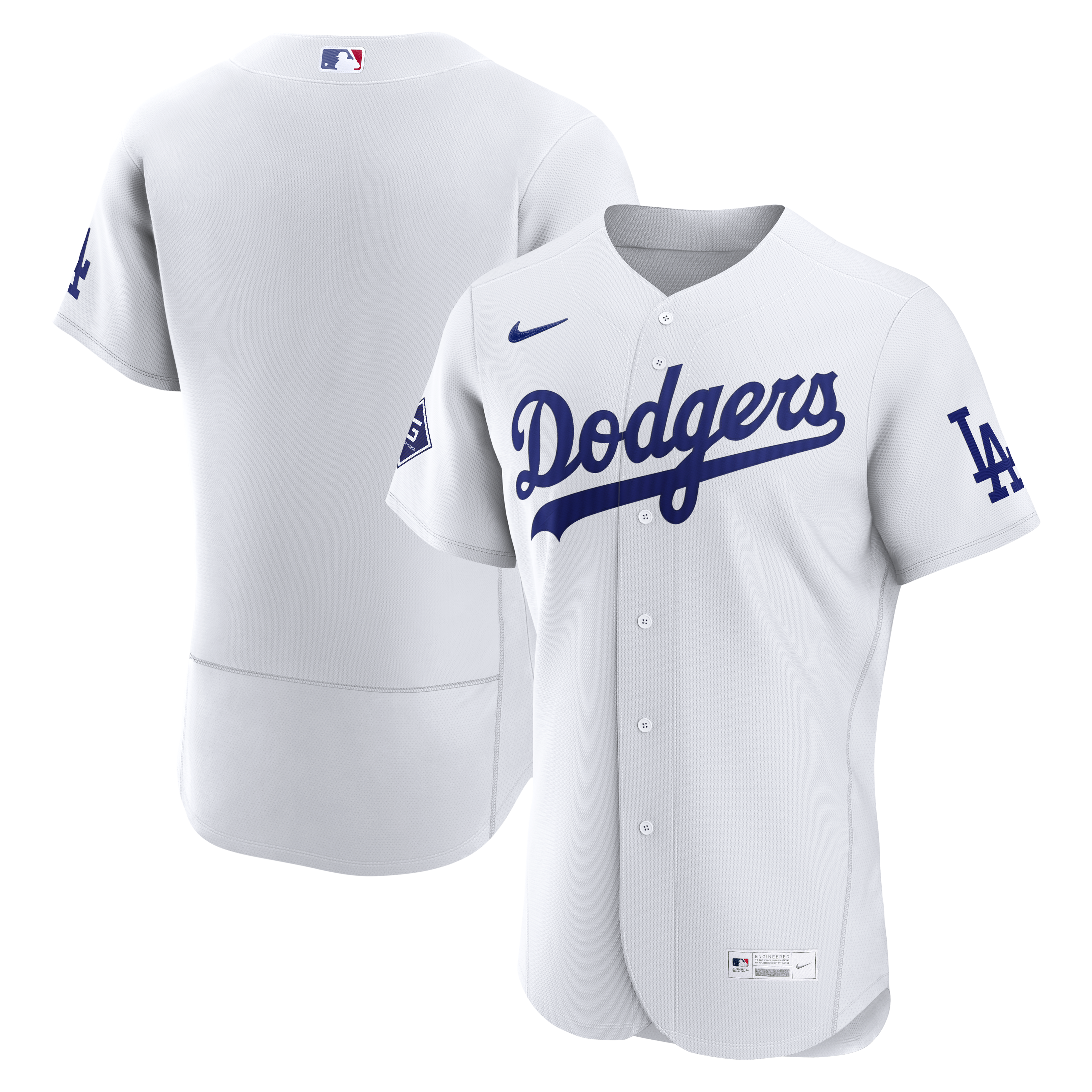 Los Angeles Dodgers Home Sponsor Patch Jersey - White | Stitched Baseball Jersey TJS0061