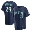 Cal Raleigh Seattle Mariners Road Stadium 50th Season Patch Jersey - Navy | Stitched Baseball Jersey TJS0052
