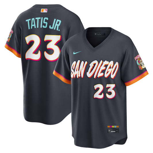 Fernando Tatis Jr. San Diego Padres 2026 City Connect Stadium Jersey - Obsidian | Stitched Baseball Jersey TJS0011
