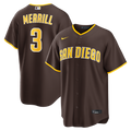 Jackson Merrill San Diego Padres Road Replica Jersey - Brown | Stitched Baseball Jersey TJS0115