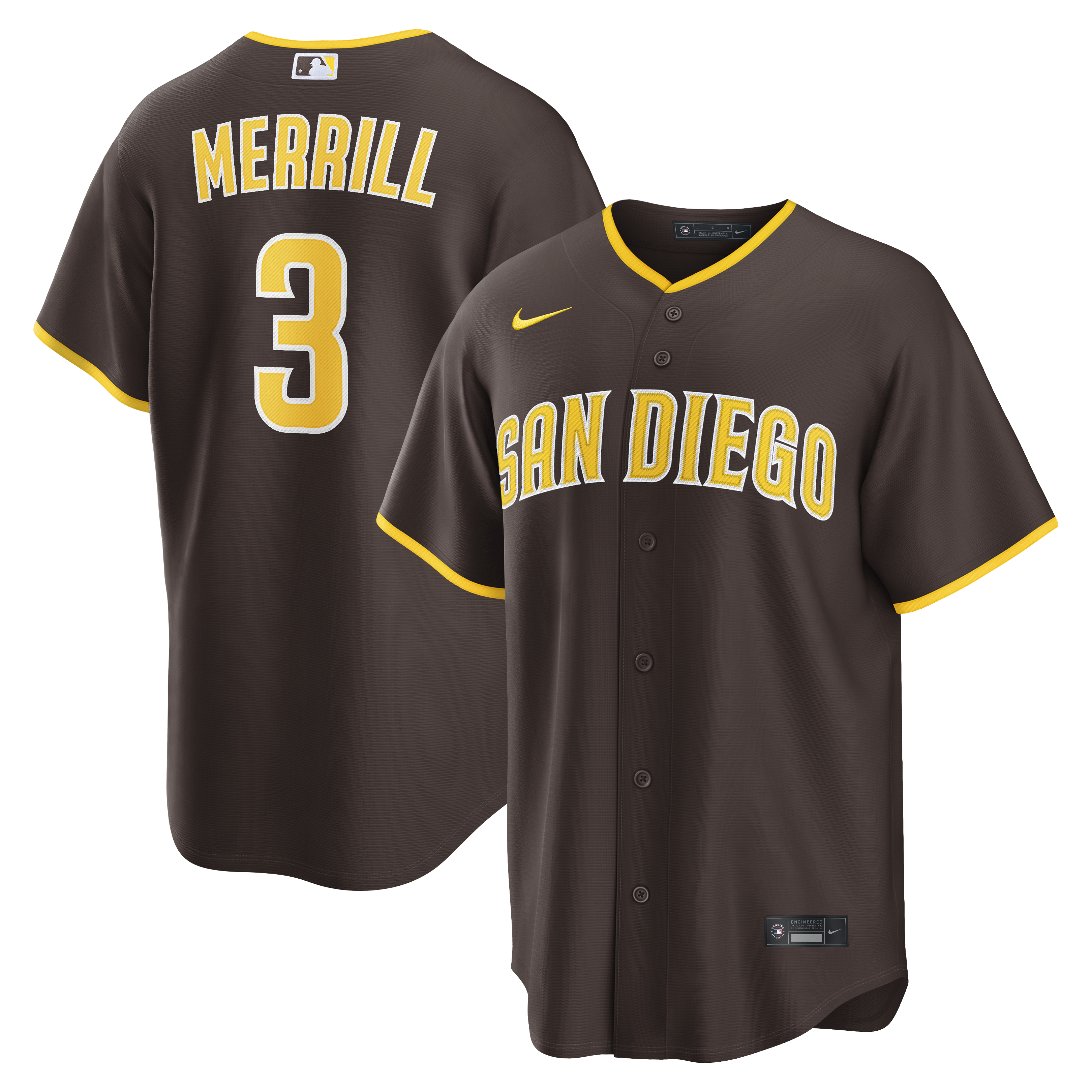 Jackson Merrill San Diego Padres Road Replica Jersey - Brown | Stitched Baseball Jersey TJS0115