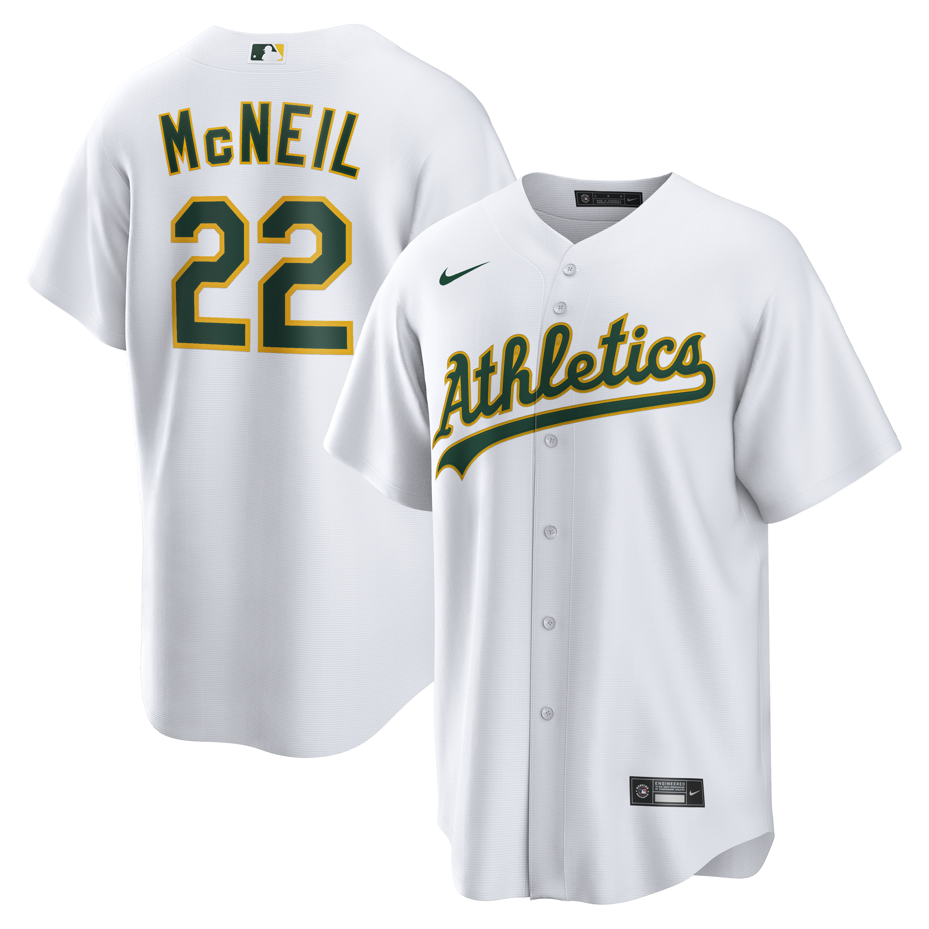 Jeff McNeil Athletics Home Replica Jersey - White | Stitched Baseball Jersey TJS0250
