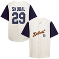 Detroit Tigers Profile Big & Tall Two-Color Fashion Jersey - Cream/Navy | Stitched Baseball Jersey TJS0292