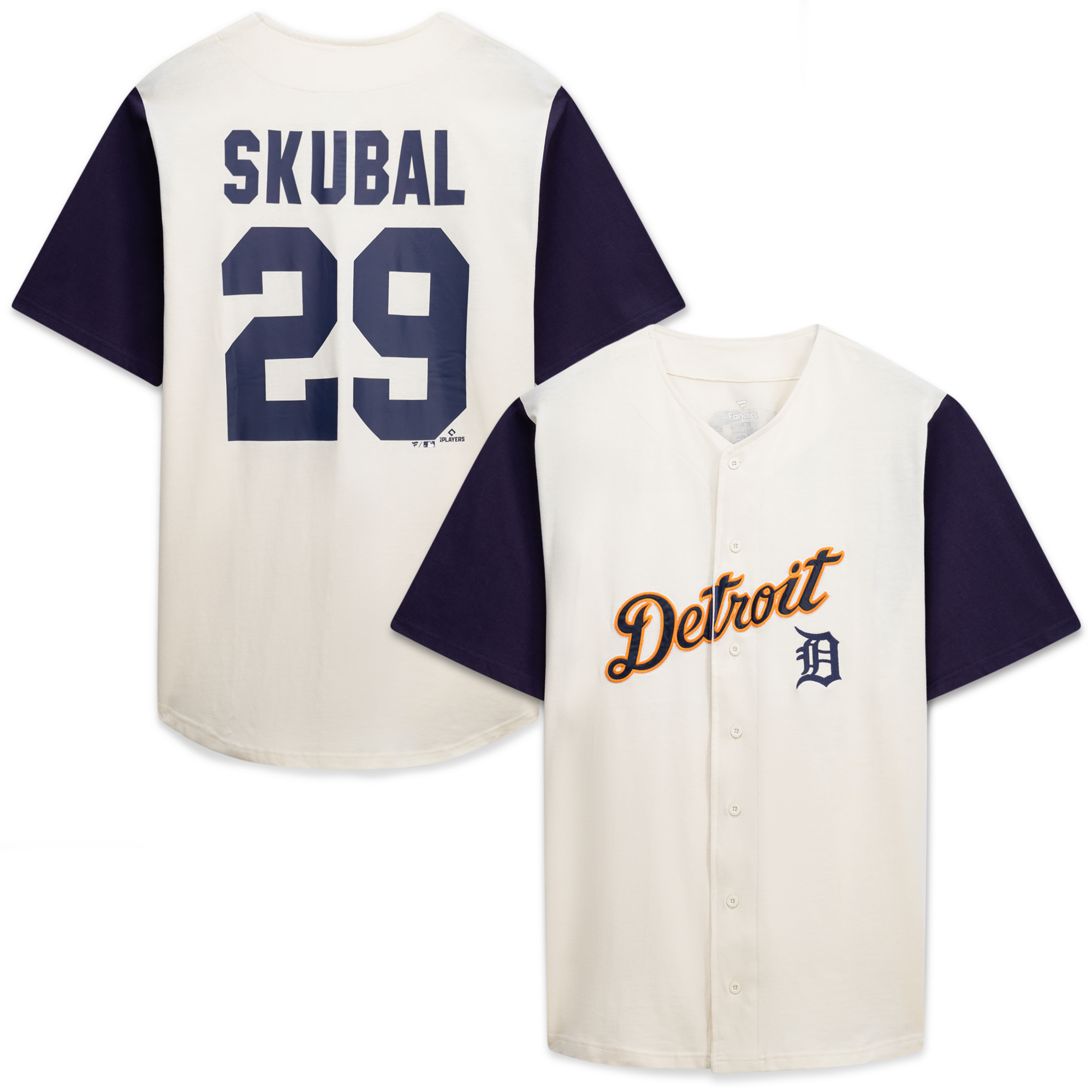 Detroit Tigers Profile Big & Tall Two-Color Fashion Jersey - Cream/Navy | Stitched Baseball Jersey TJS0292