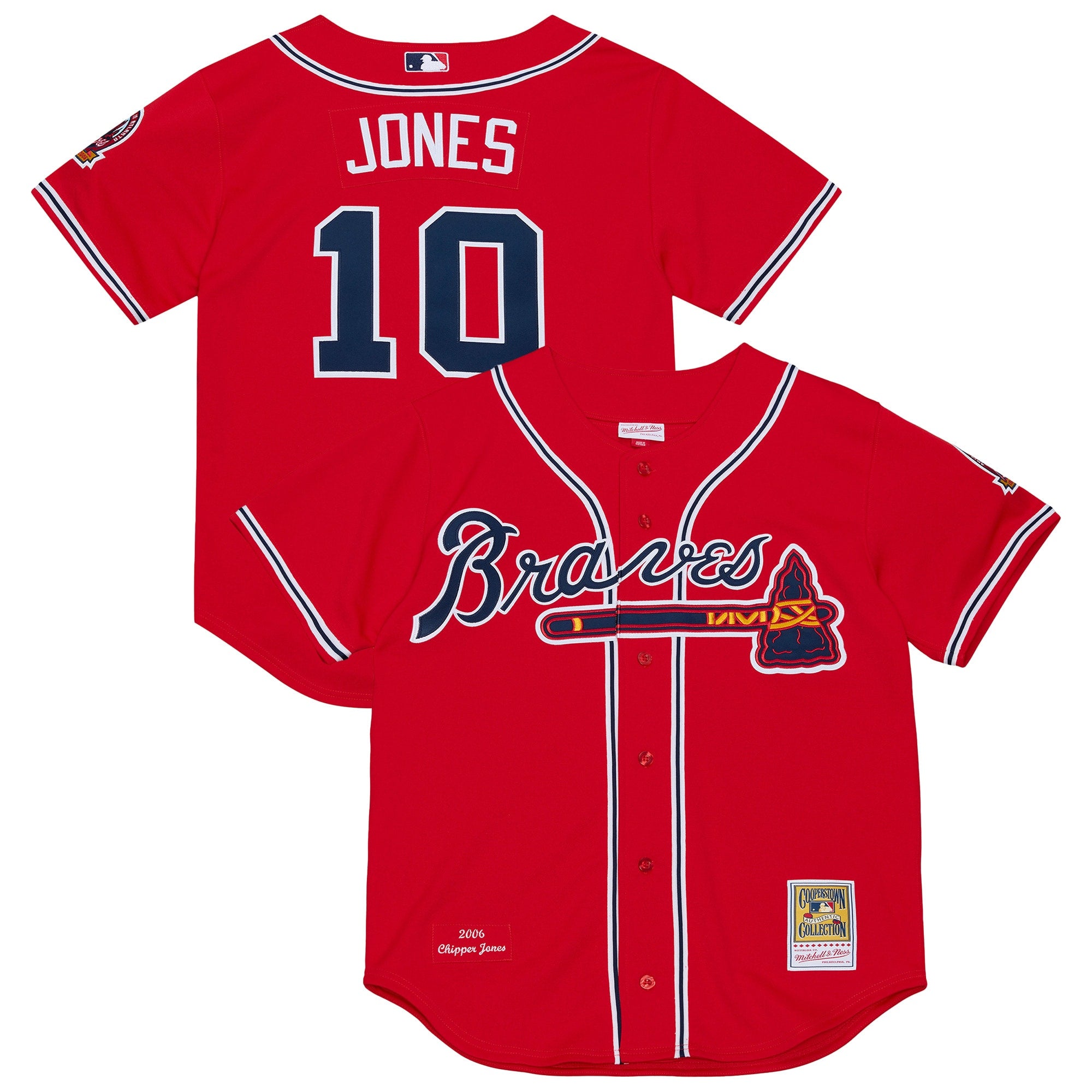 Chipper Jones Atlanta Braves M & N 2006 Cooperstown Collection Jersey - Red | Stitched Baseball Jersey TJS0189