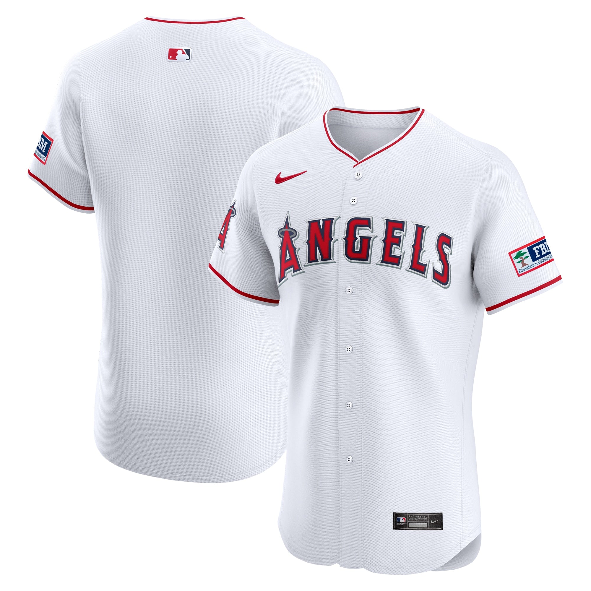 Los Angeles Angels Home Elite Patch Jersey - White | Stitched Baseball Jersey TJS0224