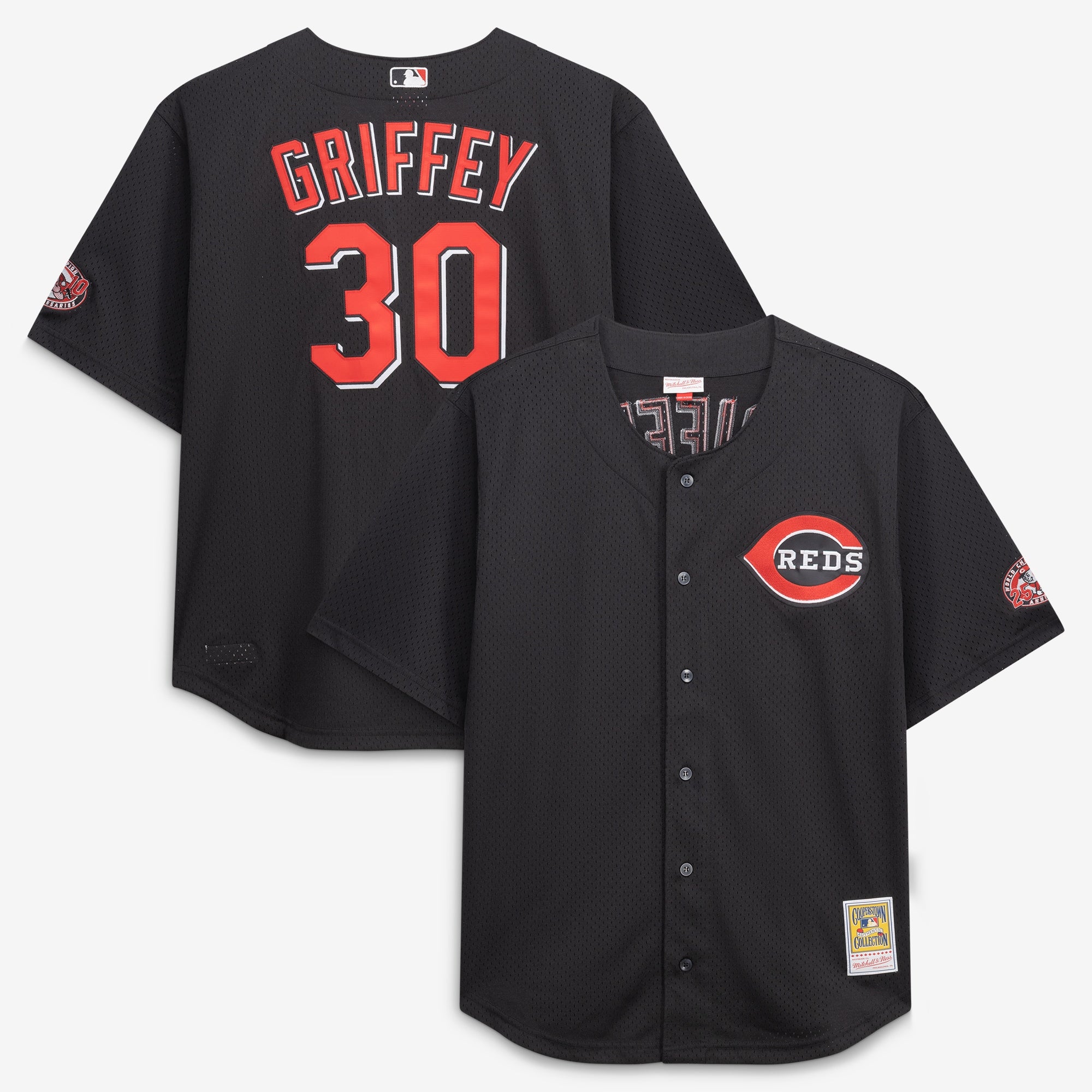 Ken Griffey Jr. Cincinnati Reds M & N Big & Tall Cooperstown Mesh Batting Practice Jersey - Black | Stitched Baseball Jersey TJS0130