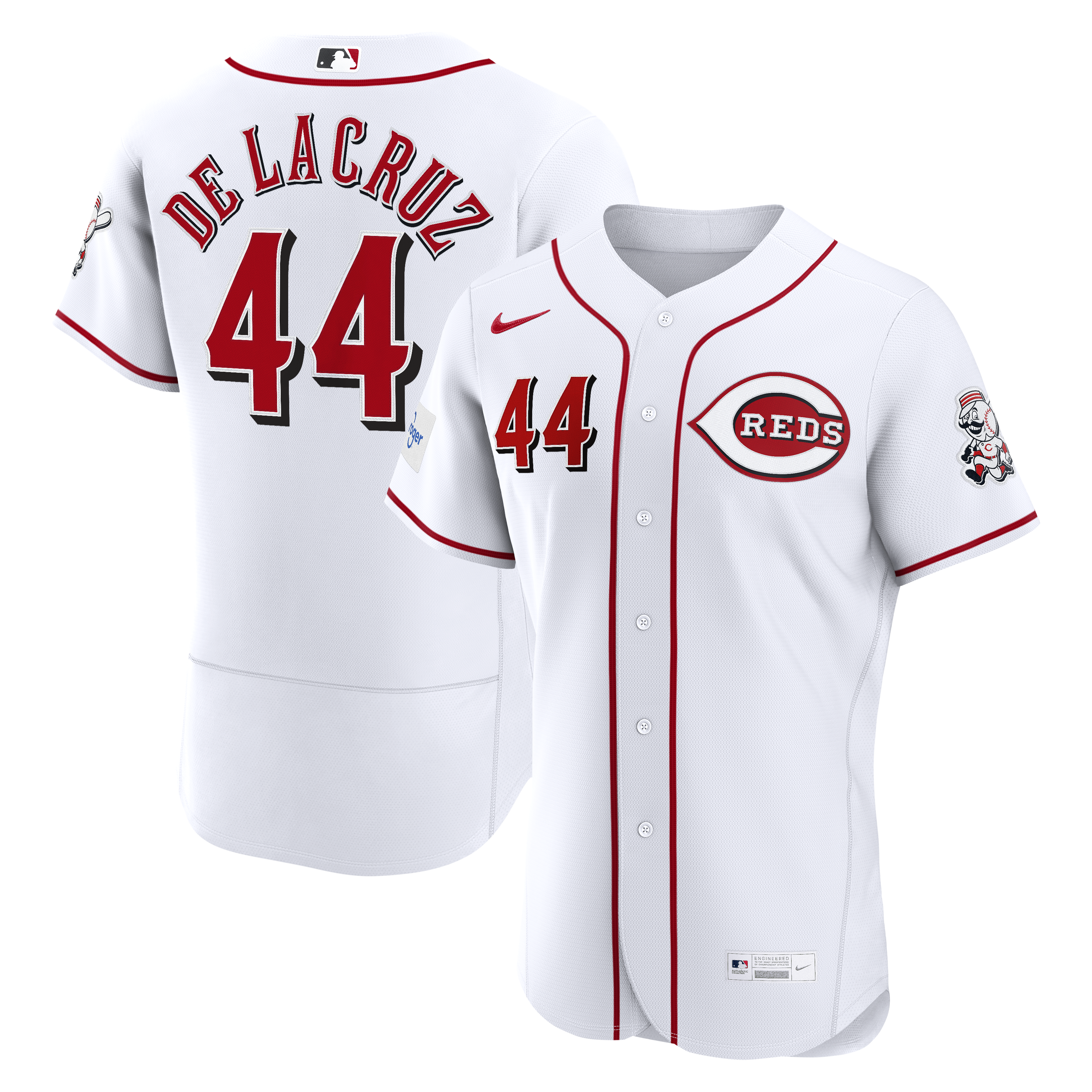 Elly De La Cruz Cincinnati Reds Home Sponsor Patch Jersey - White | Stitched Baseball Jersey TJS0193