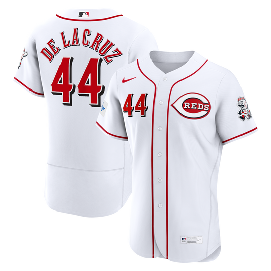Elly De La Cruz Cincinnati Reds Home Sponsor Patch Jersey - White | Stitched Baseball Jersey TJS0193