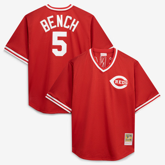Johnny Bench Cincinnati Reds M & N Cooperstown Collection Big & Tall Mesh Batting Practice Jersey - Red | Stitched Baseball Jersey TJS0280
