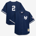 Derek Jeter New York Yankees M & N Cooperstown Collection Mesh Batting Practice Button-Up Jersey - Navy | Stitched Baseball Jersey TJS0164