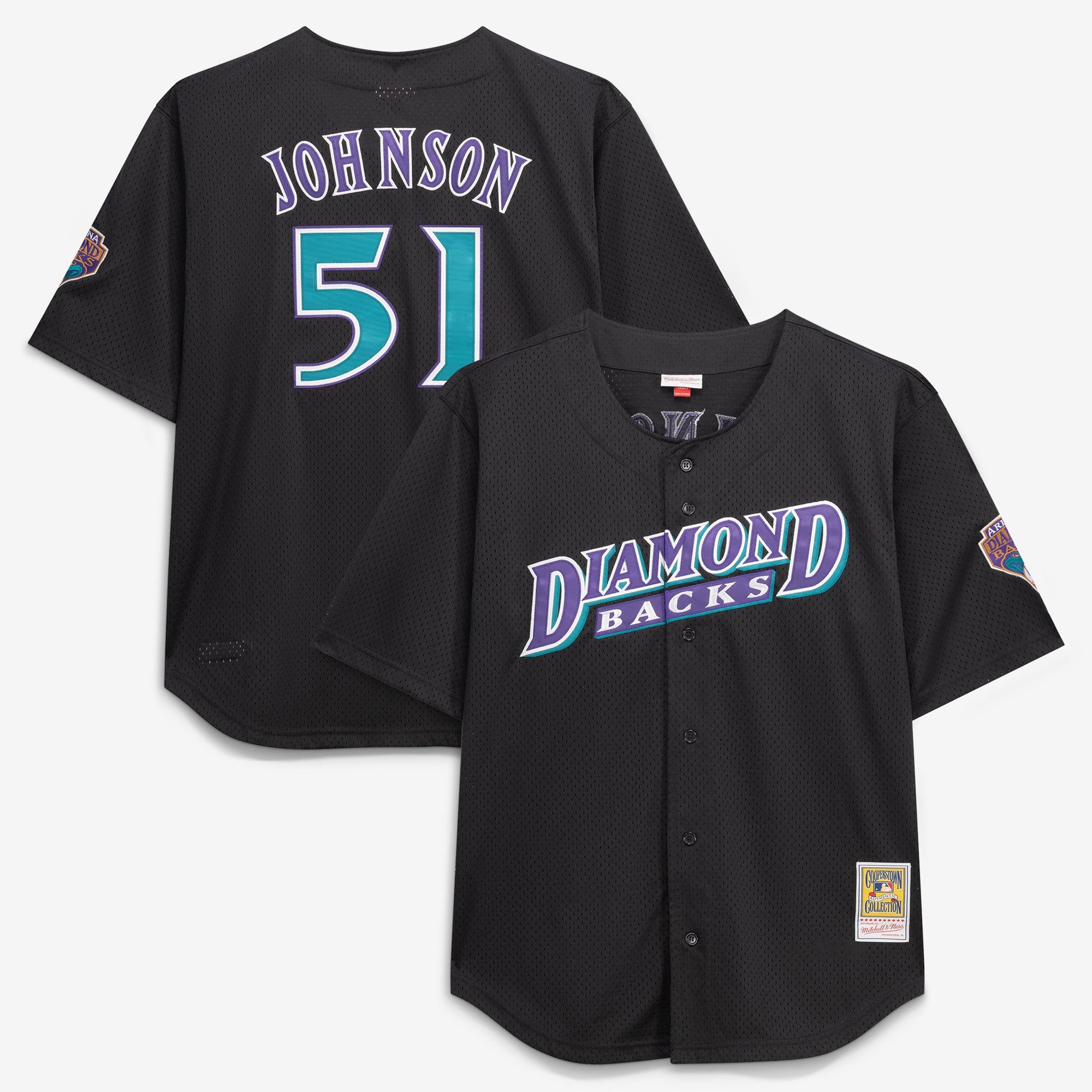 Randy Johnson Arizona Diamondbacks M & N Big & Tall Cooperstown Mesh Batting Practice Jersey - Black | Stitched Baseball Jersey TJS0144