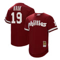 John Kruk Philadelphia Phillies M & N Big & Tall Cooperstown Collection Mesh Batting Practice Jersey - Burgundy | Stitched Baseball Jersey TJS0238