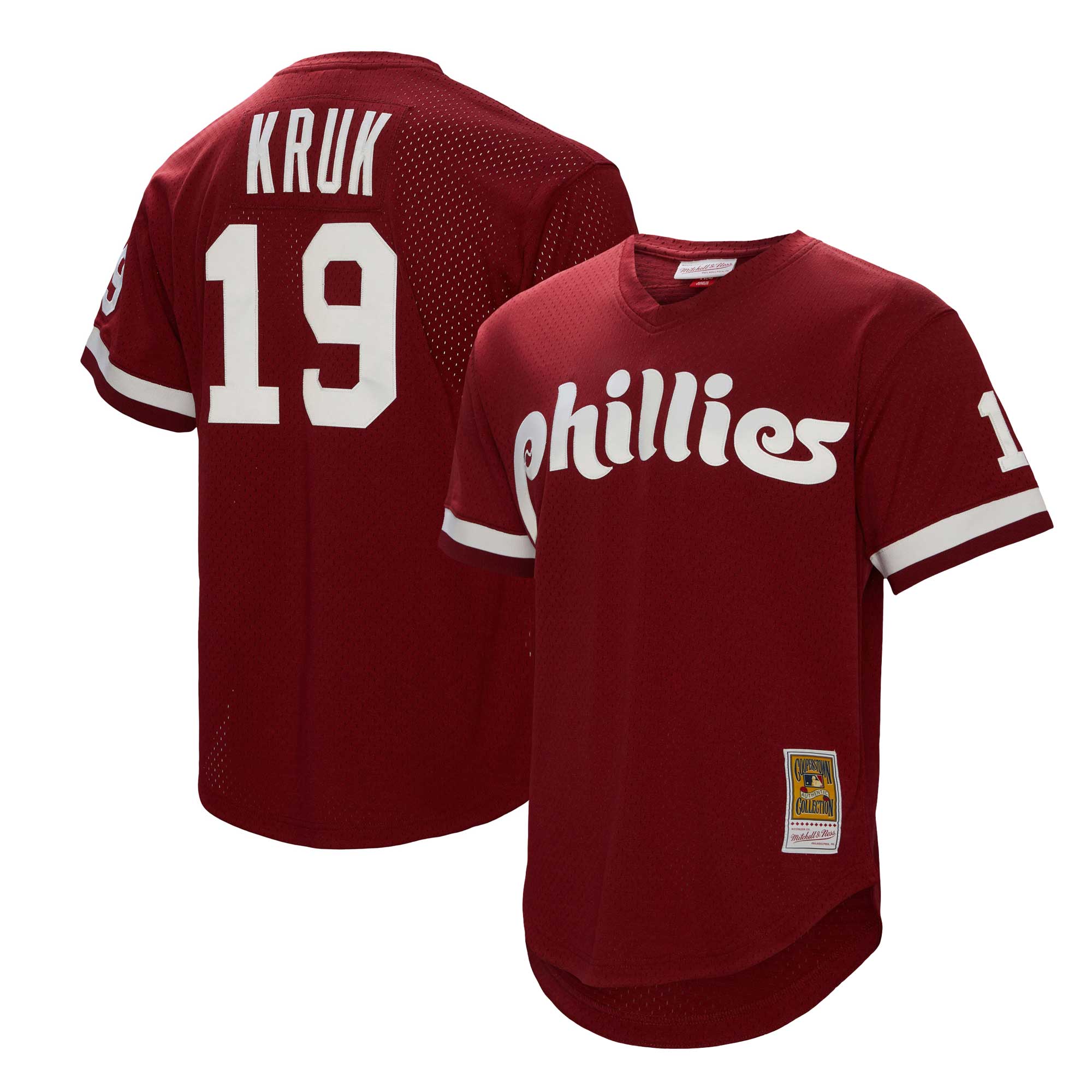 John Kruk Philadelphia Phillies M & N Big & Tall Cooperstown Collection Mesh Batting Practice Jersey - Burgundy | Stitched Baseball Jersey TJS0238