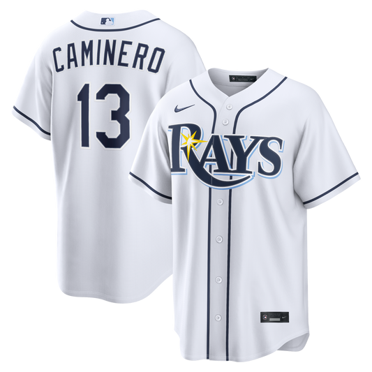 Junior Caminero Tampa Bay Rays Home Replica Jersey - White | Stitched Baseball Jersey TJS0190