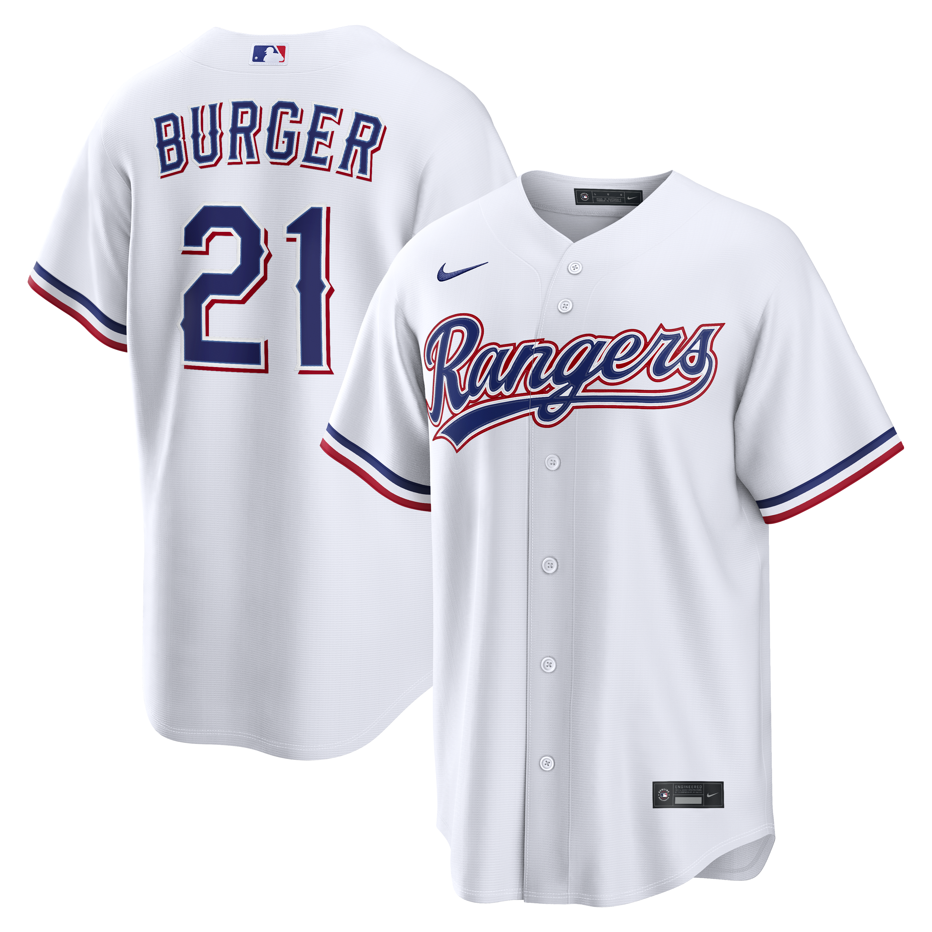 Jake Burger Texas Rangers Home Replica Jersey - White | Stitched Baseball Jersey TJS0240