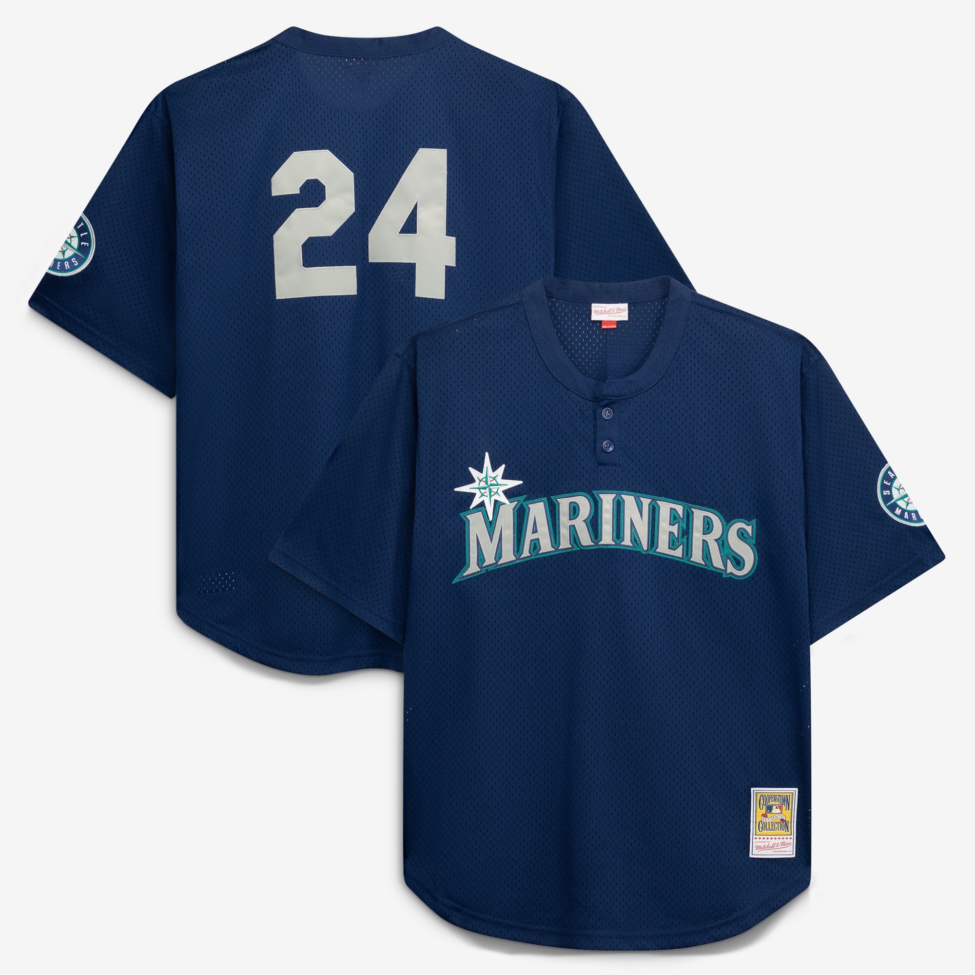 Seattle Mariners M & N Big & Tall Cooperstown Collection Mesh Batting Practice Jersey - Navy | Stitched Baseball Jersey TJS0202