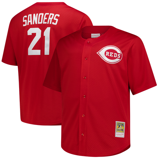 Deion Sanders Cincinnati Reds M & N Big & Tall Cooperstown Mesh Batting Practice Jersey - Red | Stitched Baseball Jersey TJS0184