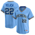 Christian Yelich Milwaukee Brewers Cooperstown Collection Limited Jersey - Powder Blue | Stitched Baseball Jersey TJS0126