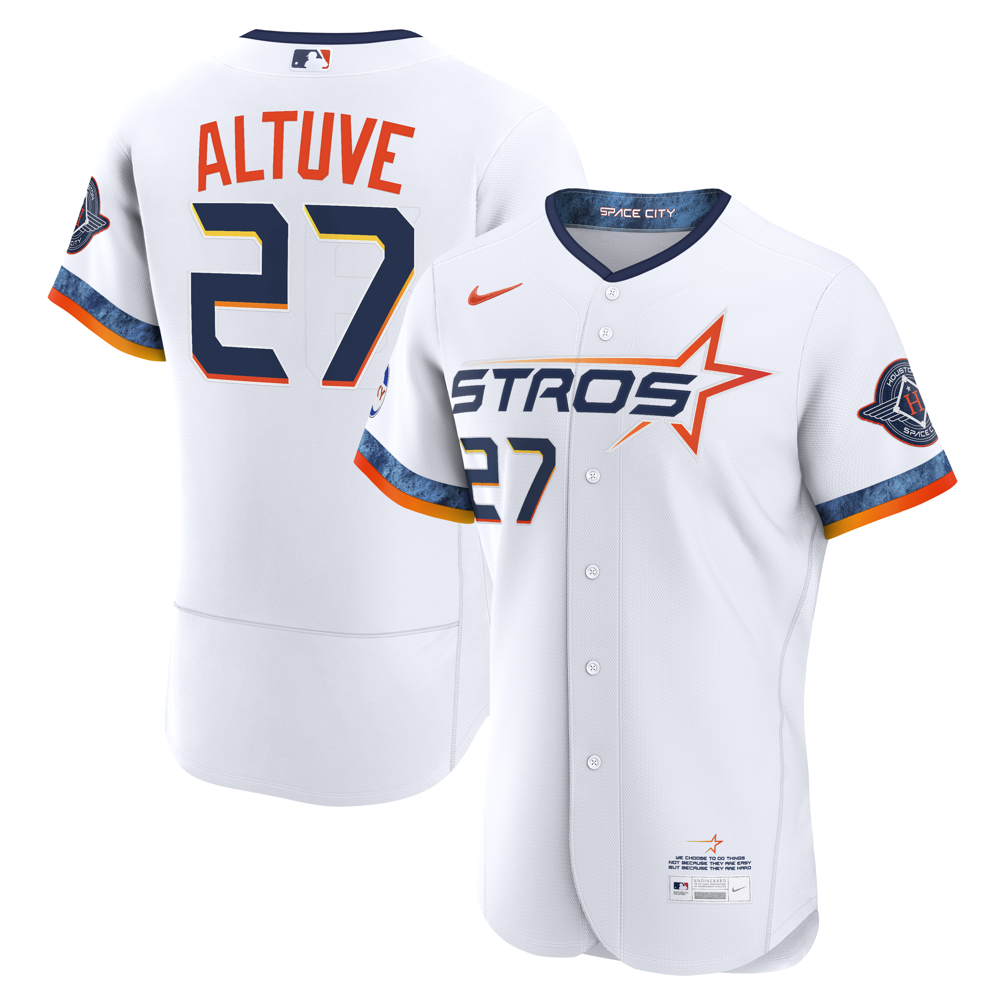Jose Altuve Houston Astros City Connect Sponsor Patch Jersey - White | Stitched Baseball Jersey TJS0131