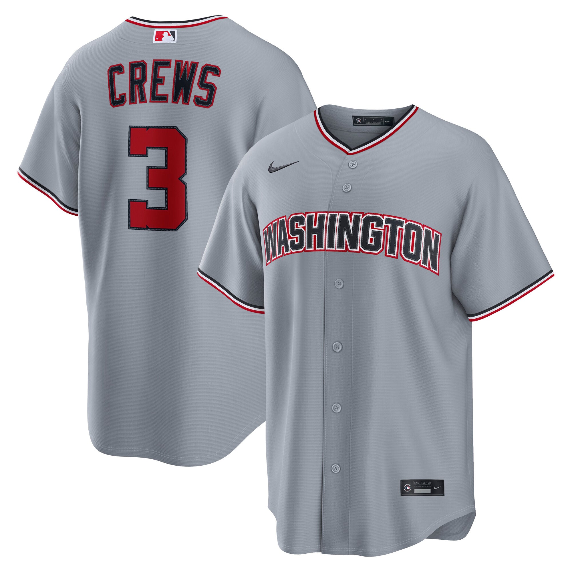Dylan Crews Washington Nationals Road Replica Jersey - Gray | Stitched Baseball Jersey TJS0117