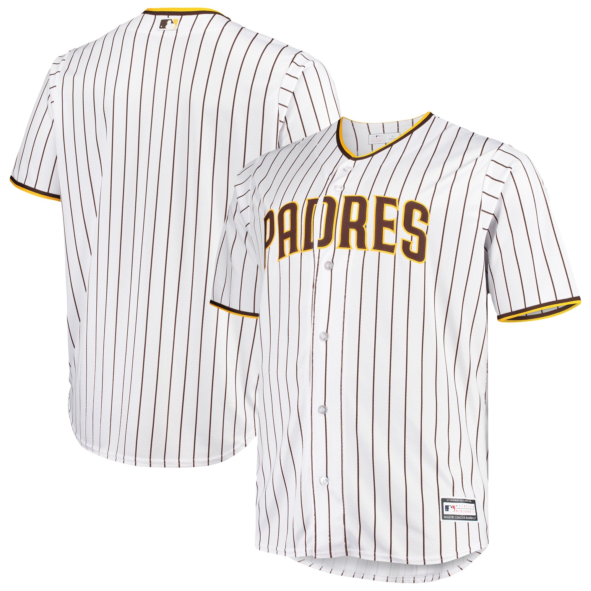 San Diego Padres Big & Tall Home Replica Team Jersey - White/Brown | Stitched Baseball Jersey TJS0274