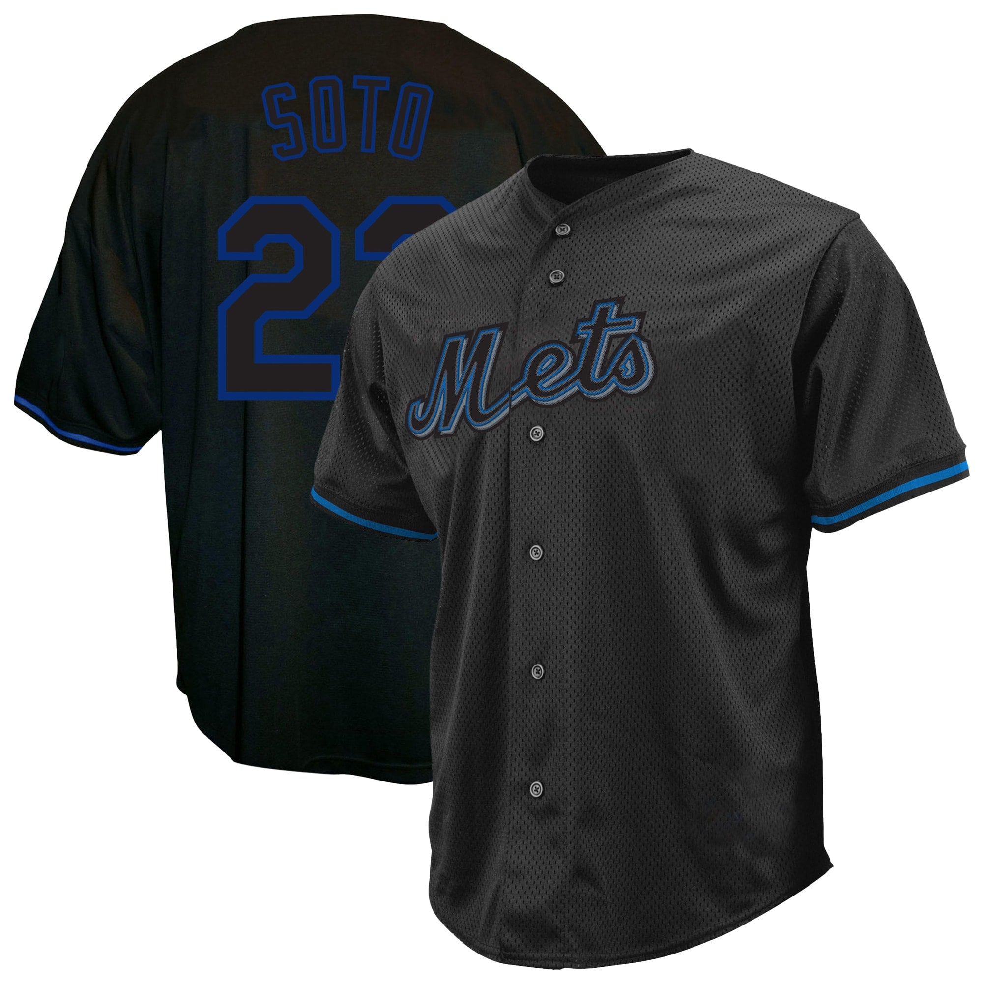 Juan Soto New York Mets Profile Big & Tall Pop Fashion Jersey - Black | Stitched Baseball Jersey TJS0284