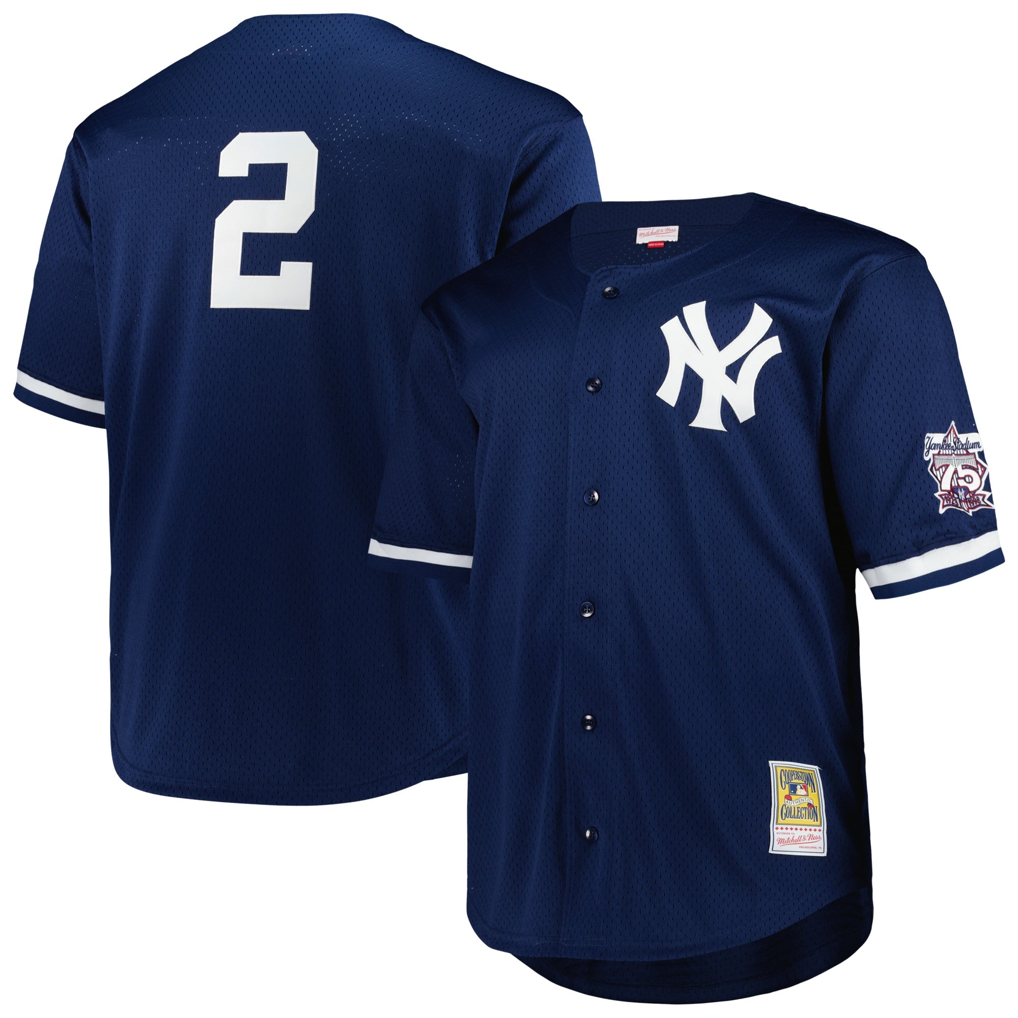 Derek Jeter New York Yankees M & N Big & Tall Cooperstown Mesh Batting Practice Jersey - Navy | Stitched Baseball Jersey TJS0273